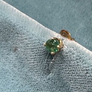 Estate 14k Gold and Green Emeralds Stud Earrings with backs
